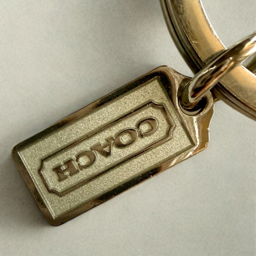 Coach Silver Rhinestone Heart Keychain Key Ring - Picture 3 of 4